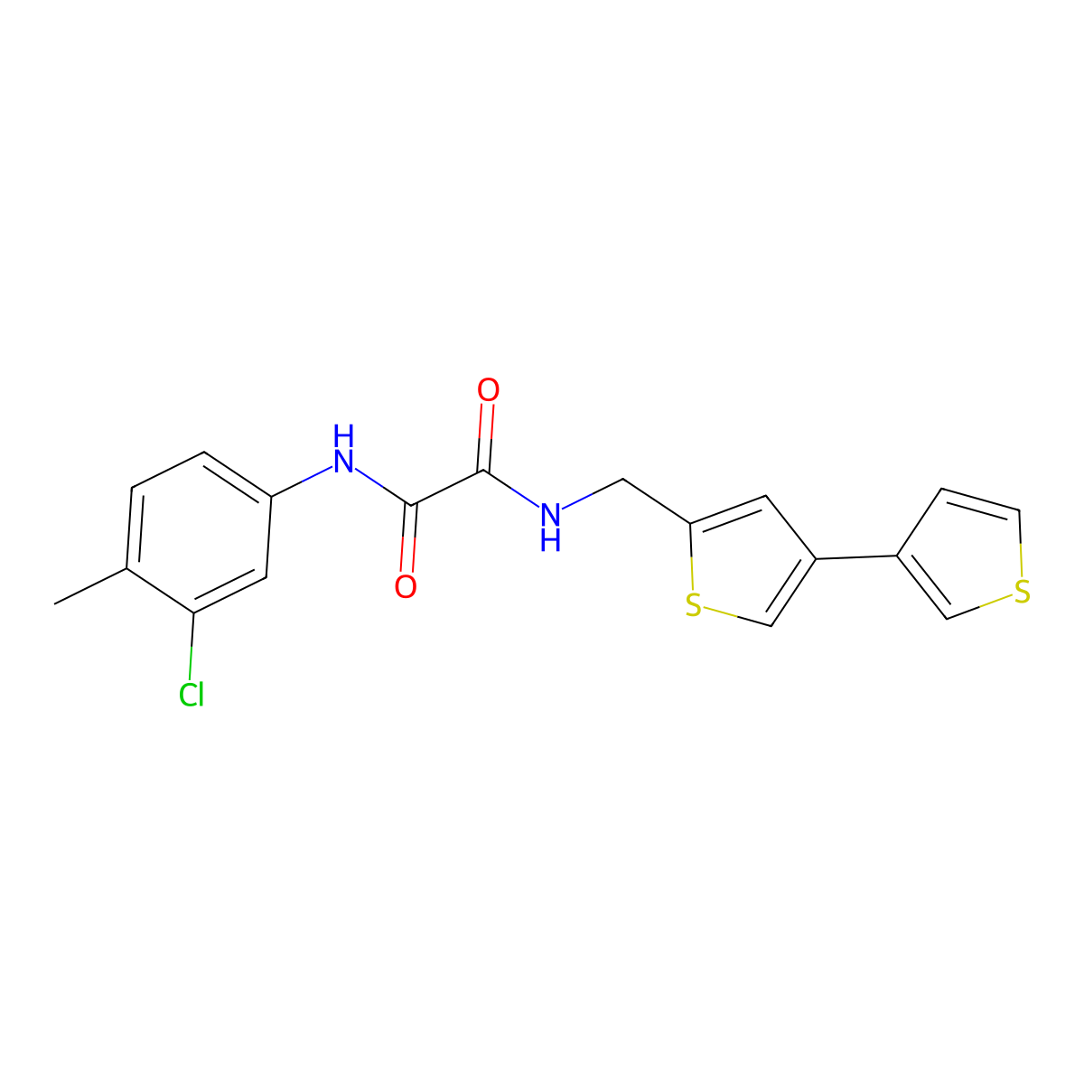 N-({[3,3'-bithiophene]-5-yl}methyl)-N'-(3-chloro-4-methylphenyl)ethanediamide molecular structure, CAS 2380042-70-4