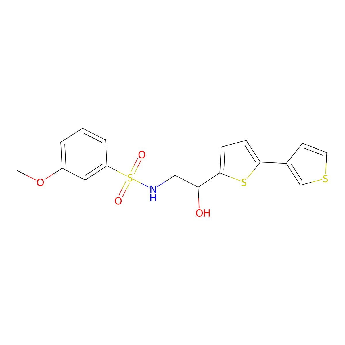 N-(2-{[2,3'-bithiophene]-5-yl}-2-hydroxyethyl)-3-methoxybenzene-1-sulfonamide molecular structure, CAS 2380042-72-6