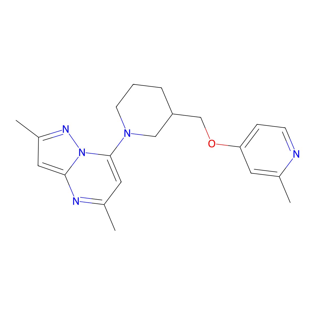 4-[(1-{2,5-Dimethylpyrazolo[1,5-a]pyrimidin-7-yl}piperidin-3-yl)methoxy]-2-methylpyridine molecular structure, CAS 2380042-73-7