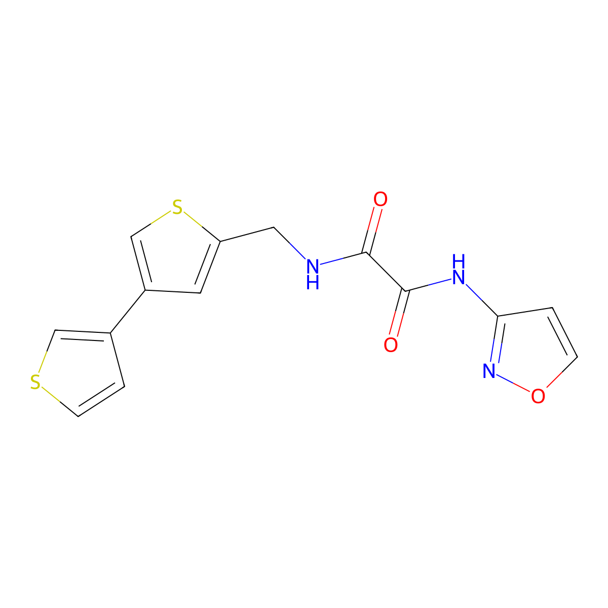N'-(1,2-Oxazol-3-yl)-N-[(4-thiophen-3-ylthiophen-2-yl)methyl]oxamide molecular structure, CAS 2380042-75-9