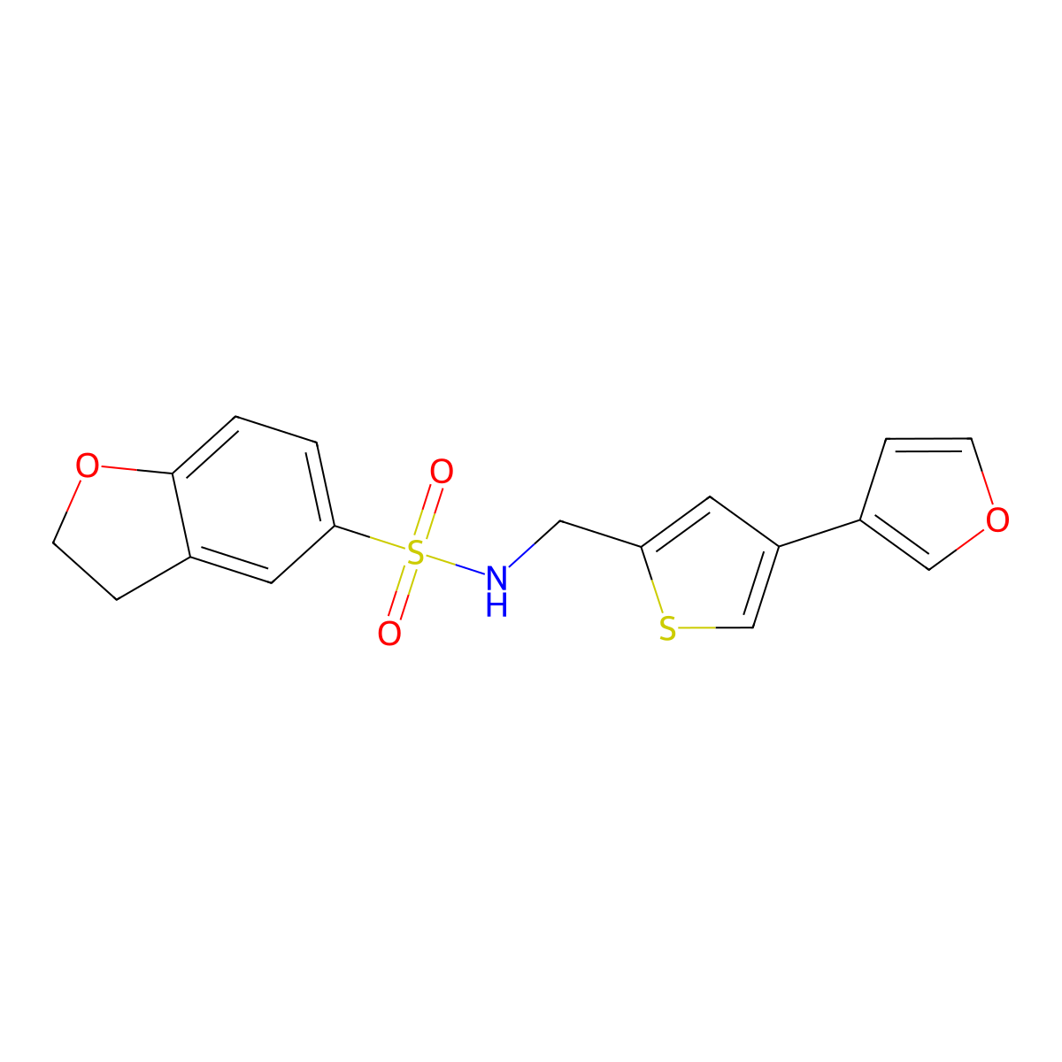 N-{[4-(furan-3-yl)thiophen-2-yl]methyl}-2,3-dihydro-1-benzofuran-5-sulfonamide molecular structure, CAS 2380042-84-0