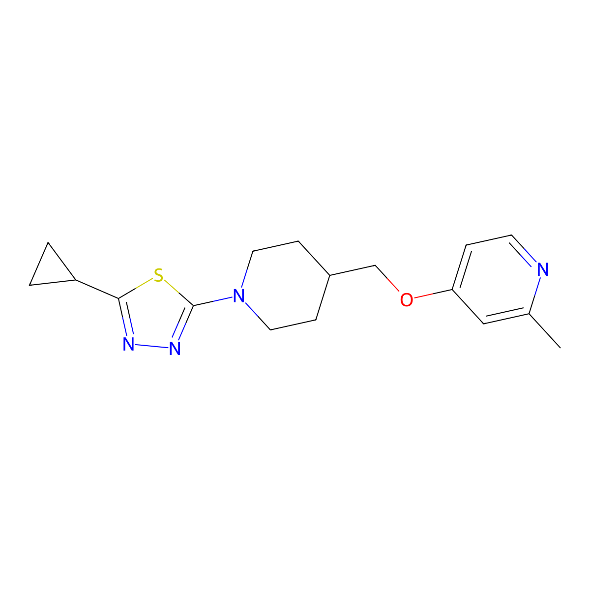 4-{[1-(5-Cyclopropyl-1,3,4-thiadiazol-2-yl)piperidin-4-yl]methoxy}-2-methylpyridine molecular structure, CAS 2380042-86-2
