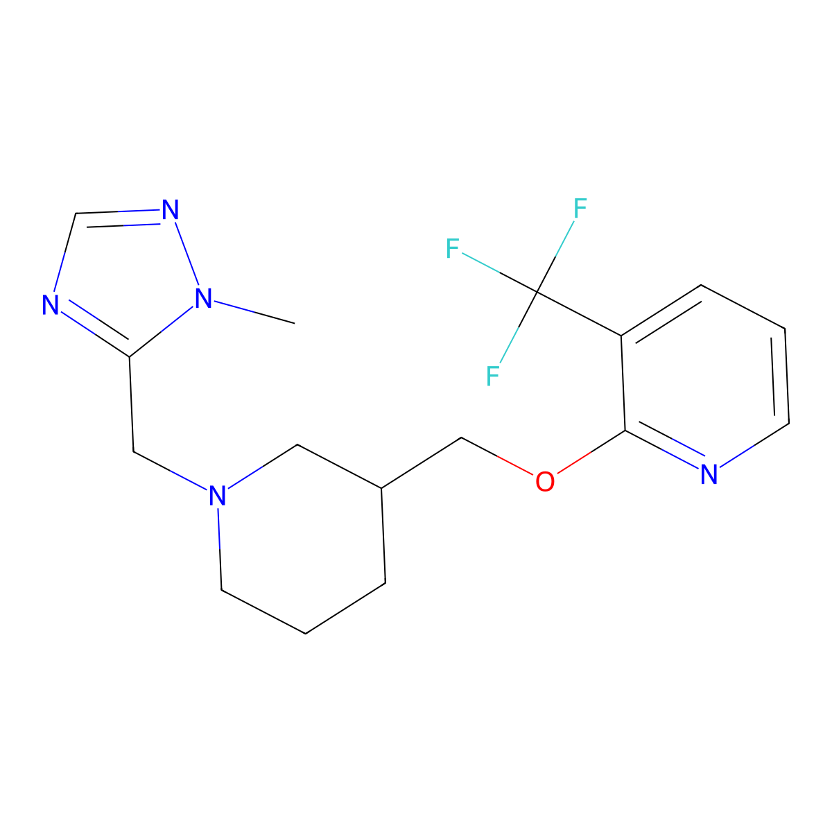 2-({1-[(1-methyl-1H-1,2,4-triazol-5-yl)methyl]piperidin-3-yl}methoxy)-3-(trifluoromethyl)pyridine molecular structure, CAS 2380042-87-3