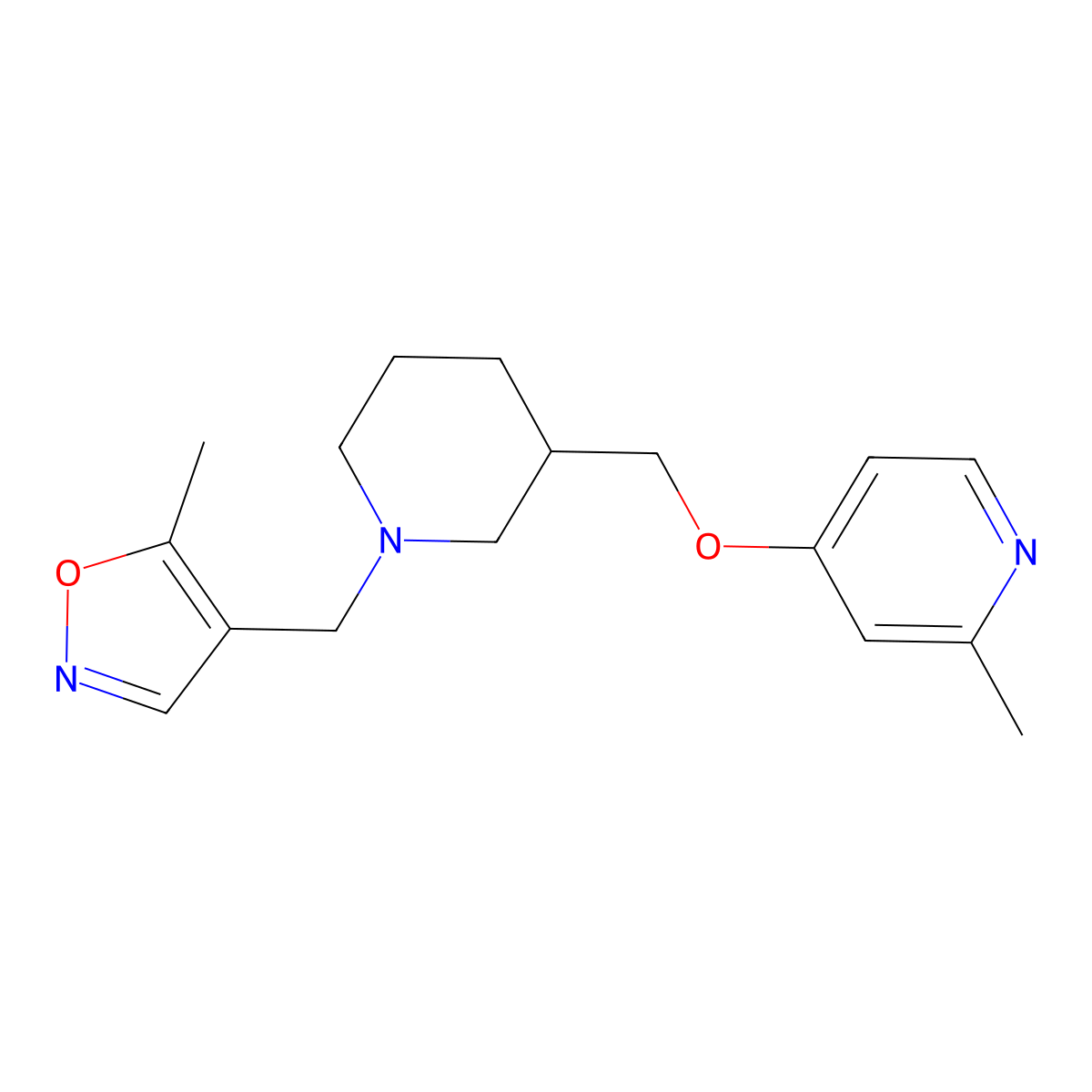 2-Methyl-4-({1-[(5-methyl-1,2-oxazol-4-yl)methyl]piperidin-3-yl}methoxy)pyridine molecular structure, CAS 2380042-88-4