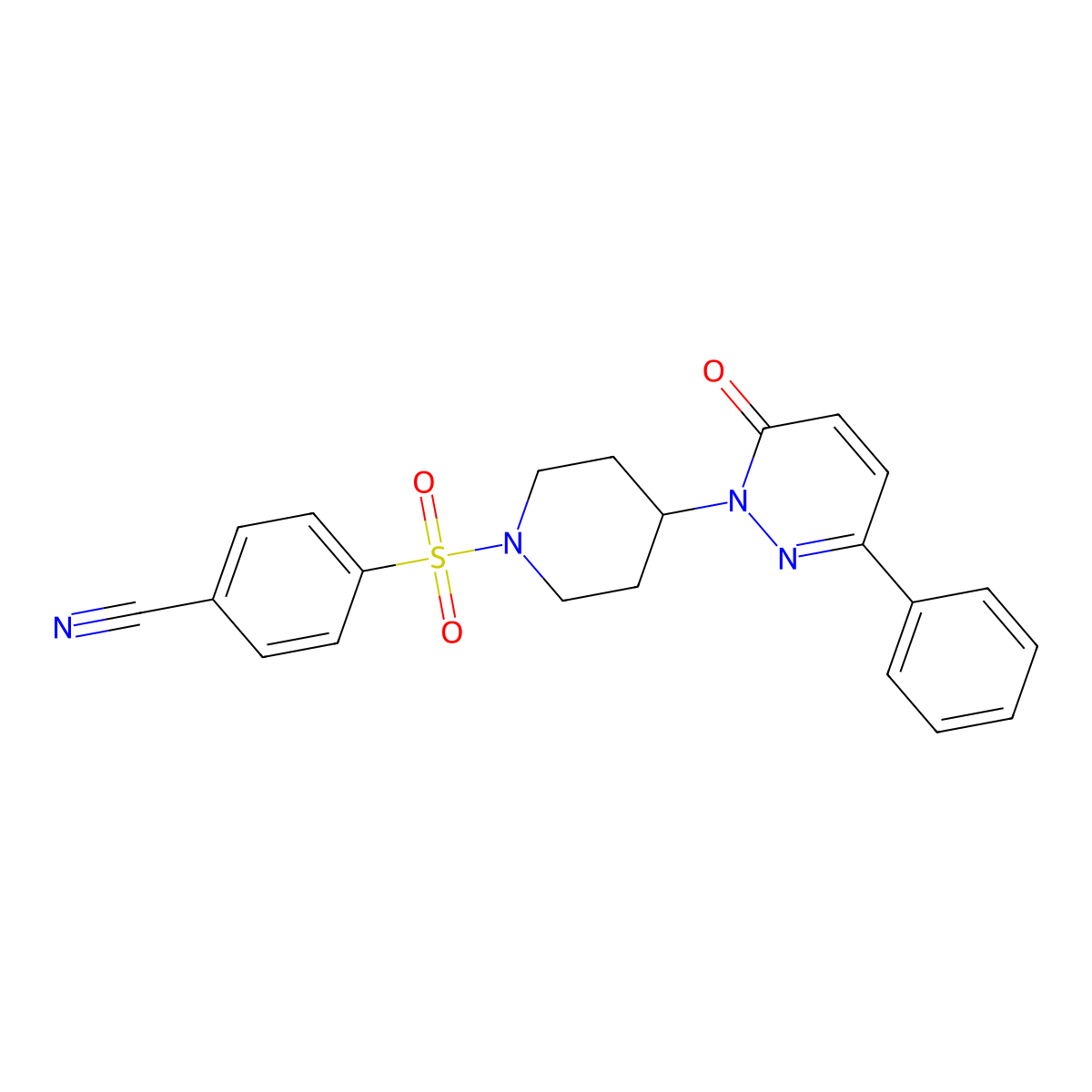 4-[4-(6-Oxo-3-phenylpyridazin-1-yl)piperidin-1-yl]sulfonylbenzonitrile molecular structure, CAS 2380043-05-8