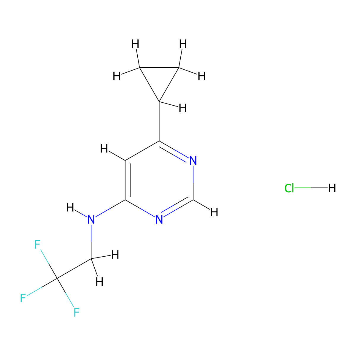 6-cyclopropyl-N-(2,2,2-trifluoroethyl)pyrimidin-4-amine hydrochloride molecular structure, CAS 2380043-08-1