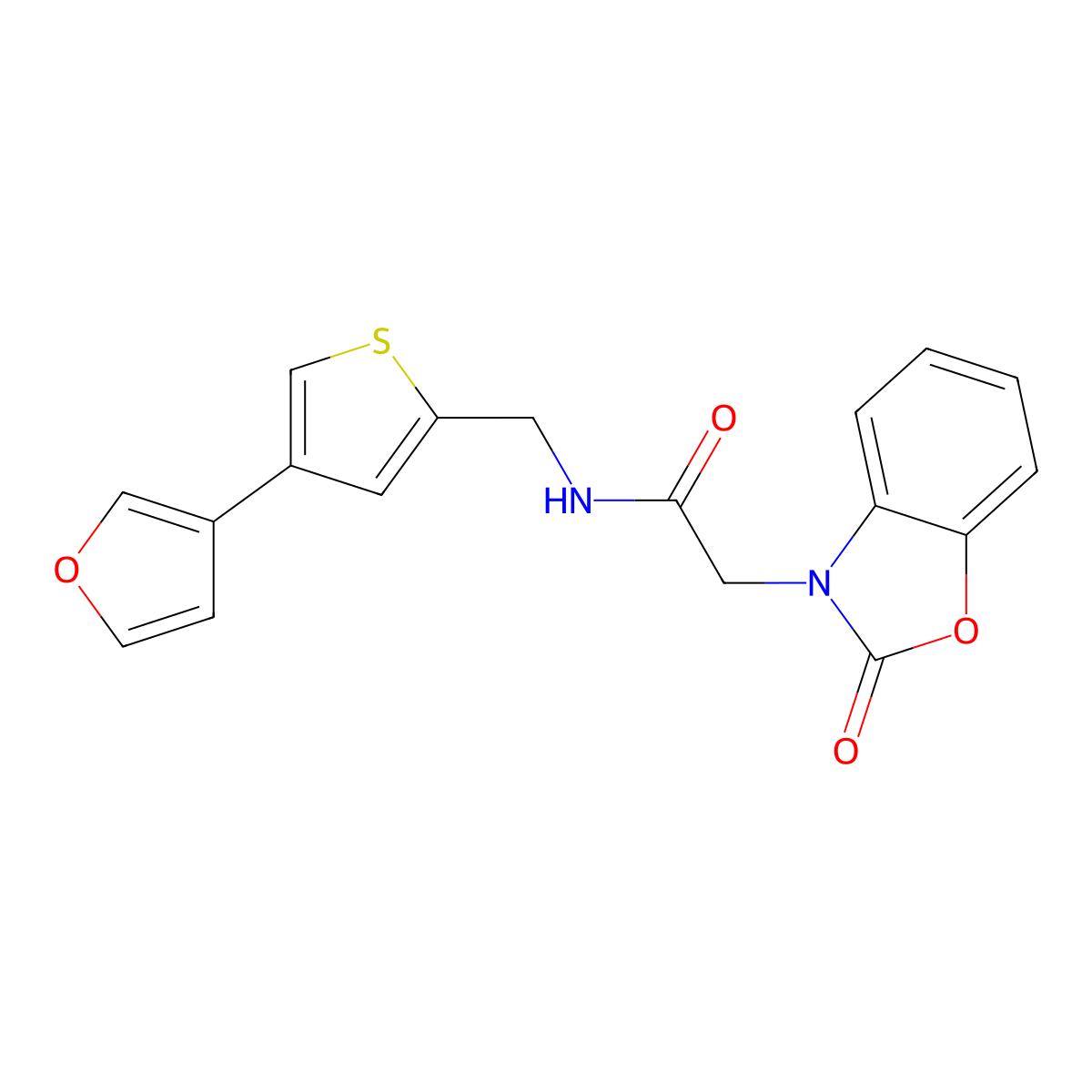 N-{[4-(furan-3-yl)thiophen-2-yl]methyl}-2-(2-oxo-2,3-dihydro-1,3-benzoxazol-3-yl)acetamide molecular structure, CAS 2380043-10-5