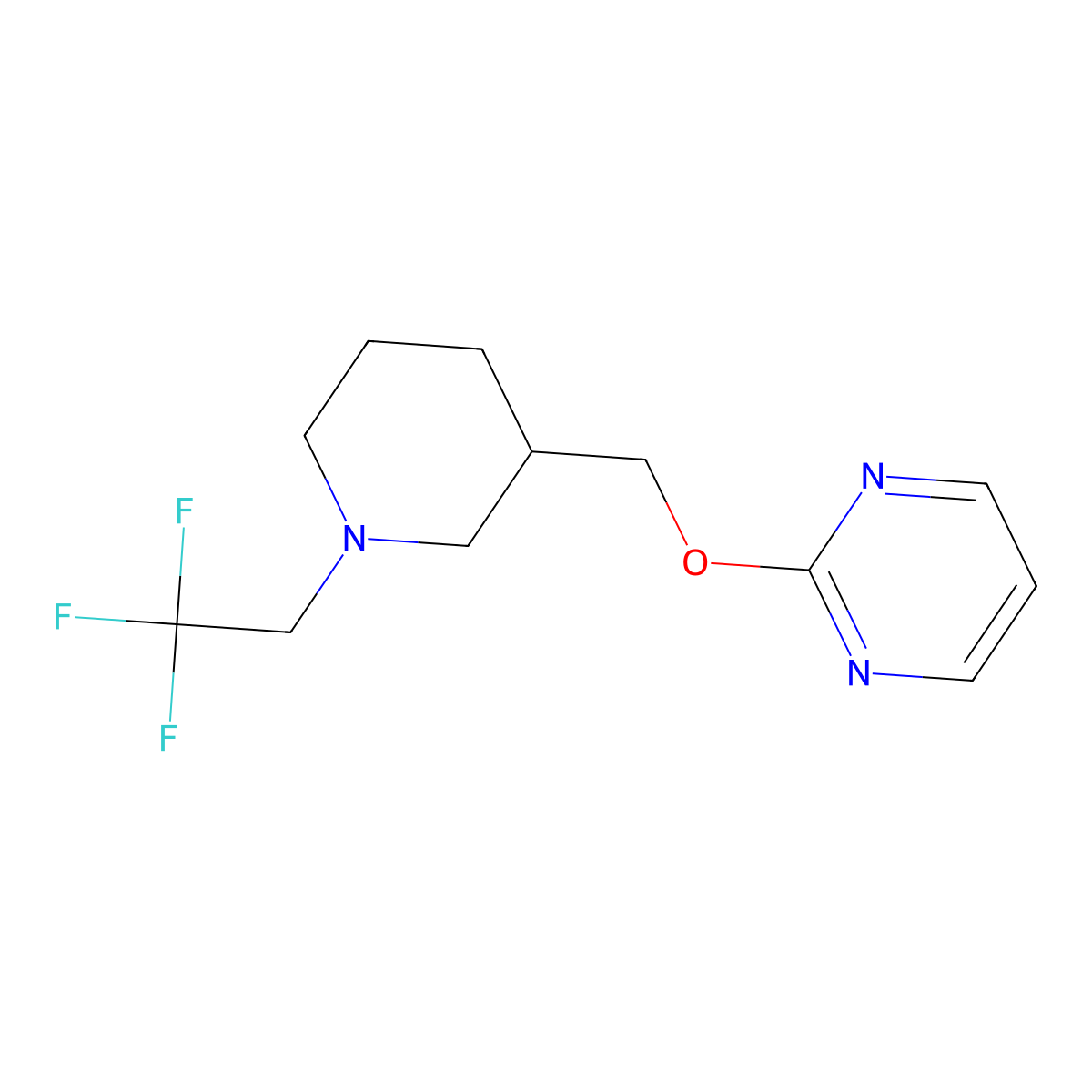 2-{[1-(2,2,2-Trifluoroethyl)piperidin-3-yl]methoxy}pyrimidine molecular structure, CAS 2380043-11-6