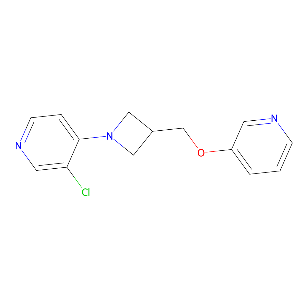 3-Chloro-4-{3-[(pyridin-3-yloxy)methyl]azetidin-1-yl}pyridine molecular structure, CAS 2380043-16-1