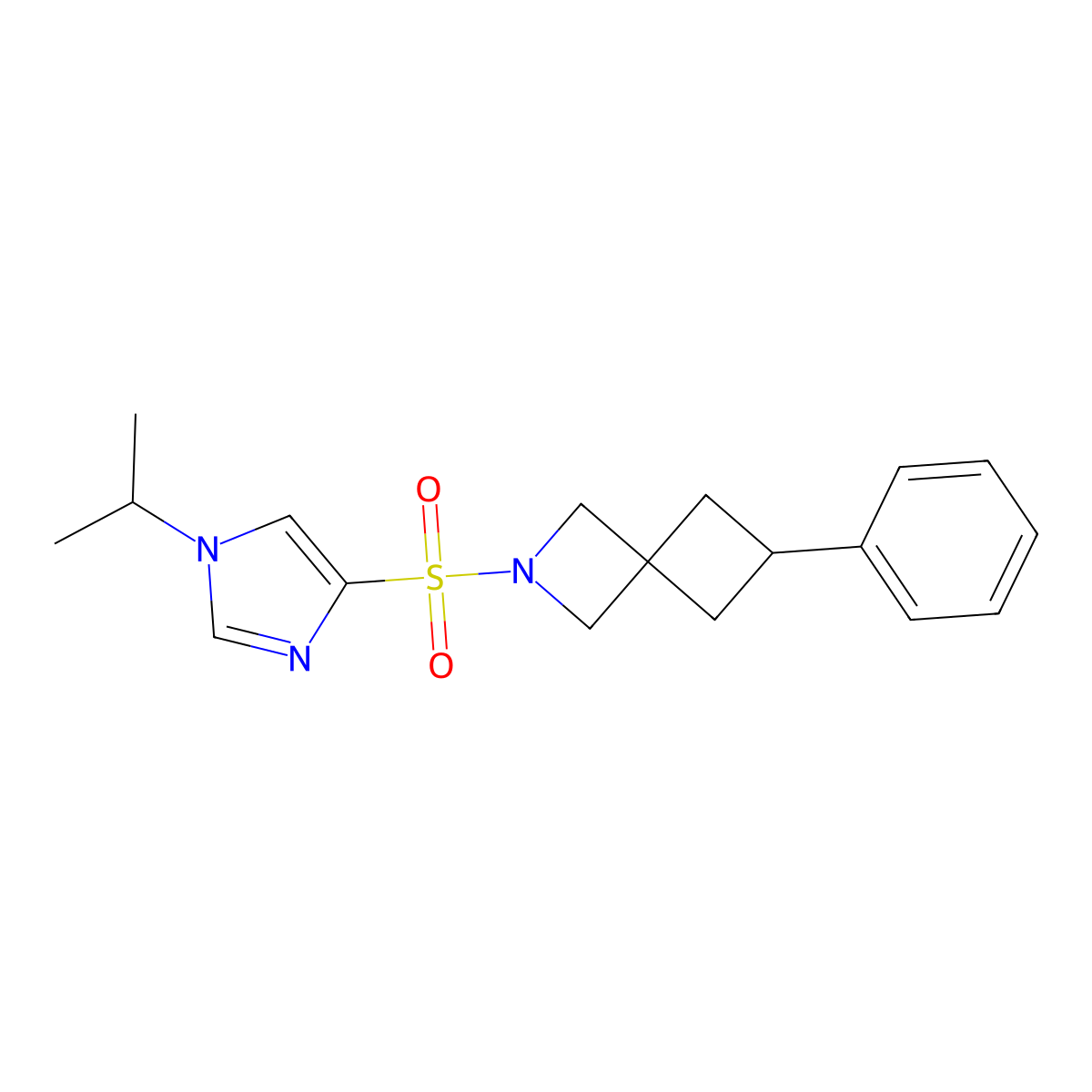 6-phenyl-2-{[1-(propan-2-yl)-1H-imidazol-4-yl]sulfonyl}-2-azaspiro[3.3]heptane molecular structure, CAS 2380043-17-2