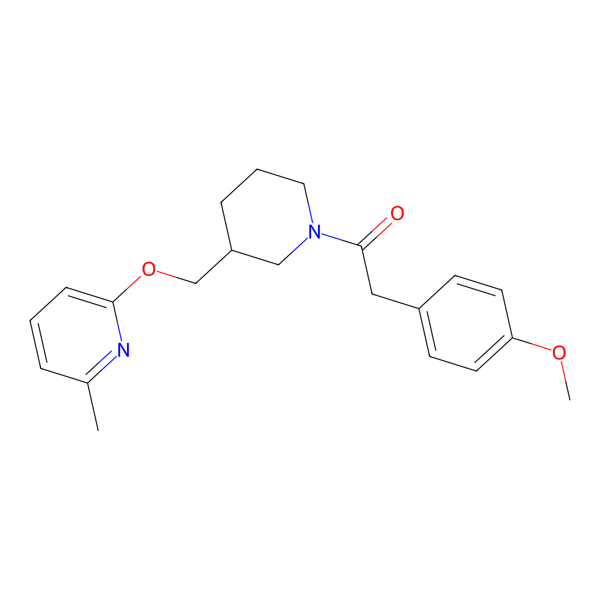 2-(4-Methoxyphenyl)-1-(3-{[(6-methylpyridin-2-yl)oxy]methyl}piperidin-1-yl)ethan-1-one molecular structure, CAS 2380043-24-1