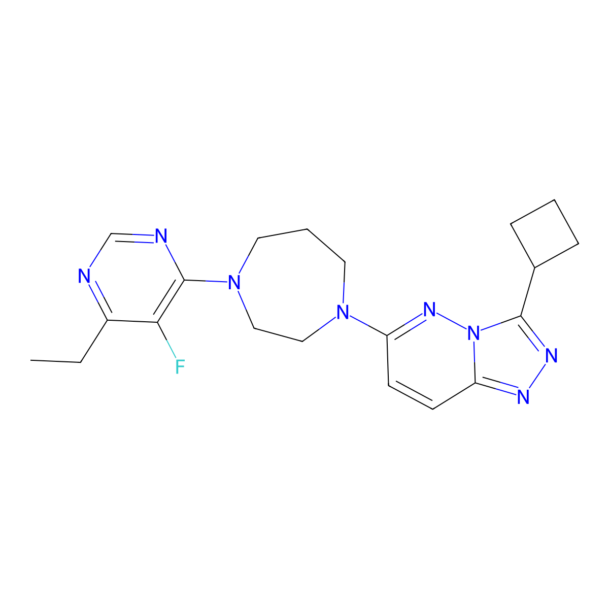 1-{3-Cyclobutyl-[1,2,4]triazolo[4,3-b]pyridazin-6-yl}-4-(6-ethyl-5-fluoropyrimidin-4-yl)-1,4-diazepane molecular structure, CAS 2380043-25-2