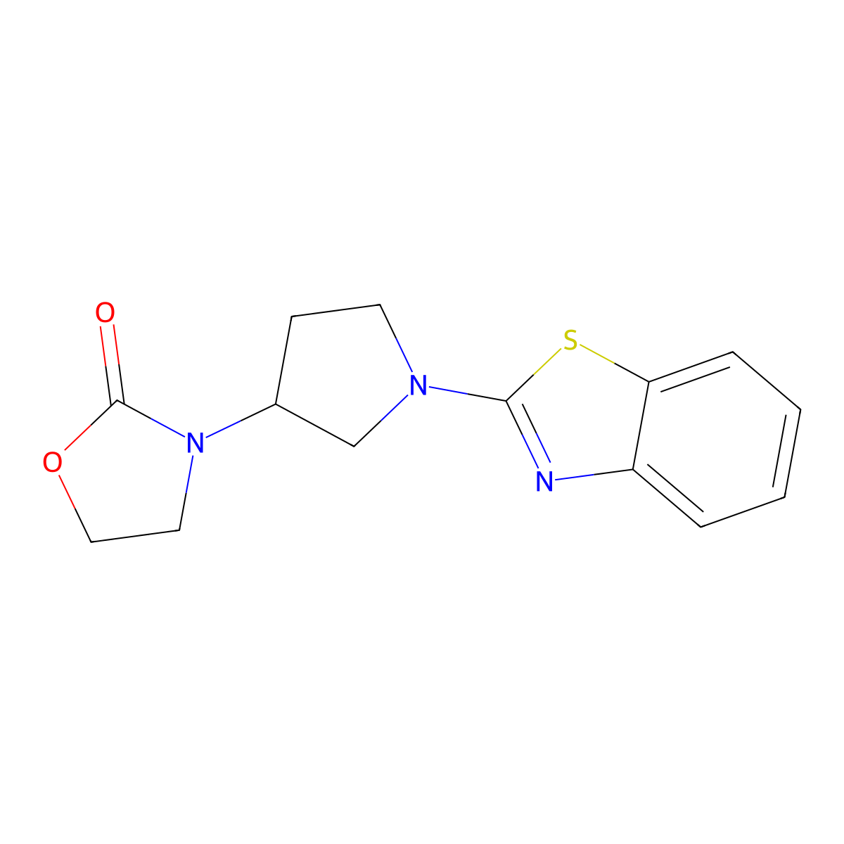 3-[1-(1,3-Benzothiazol-2-yl)pyrrolidin-3-yl]-1,3-oxazolidin-2-one molecular structure, CAS 2380043-29-6