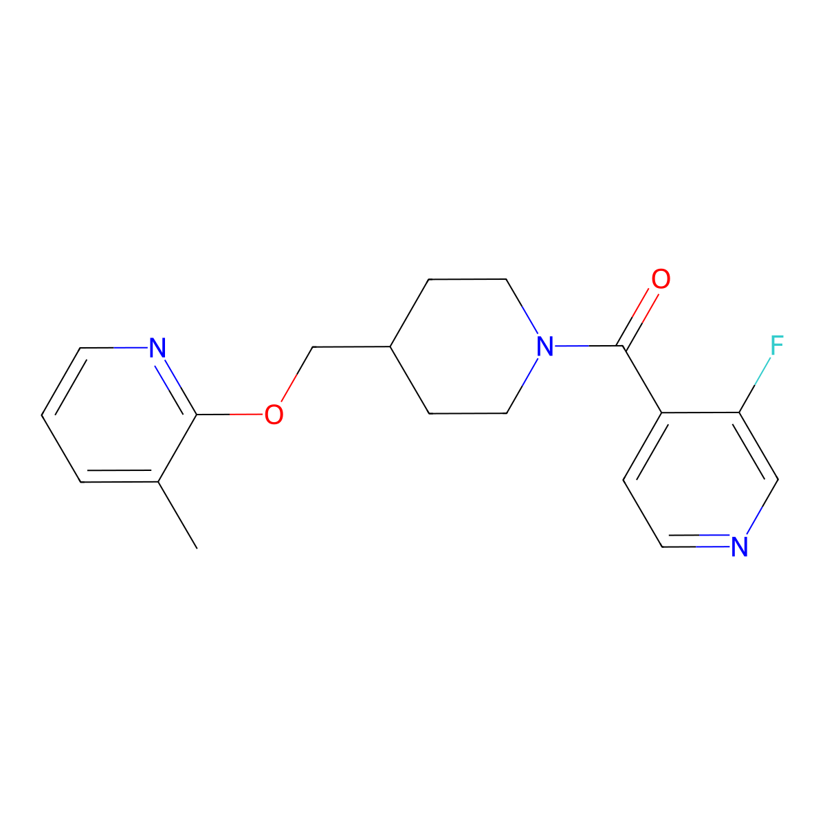 3-Fluoro-4-(4-{[(3-methylpyridin-2-yl)oxy]methyl}piperidine-1-carbonyl)pyridine molecular structure, CAS 2380043-34-3