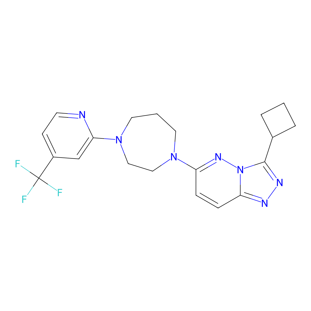 1-{3-Cyclobutyl-[1,2,4]triazolo[4,3-b]pyridazin-6-yl}-4-[4-(trifluoromethyl)pyridin-2-yl]-1,4-diazepane molecular structure, CAS 2380043-38-7