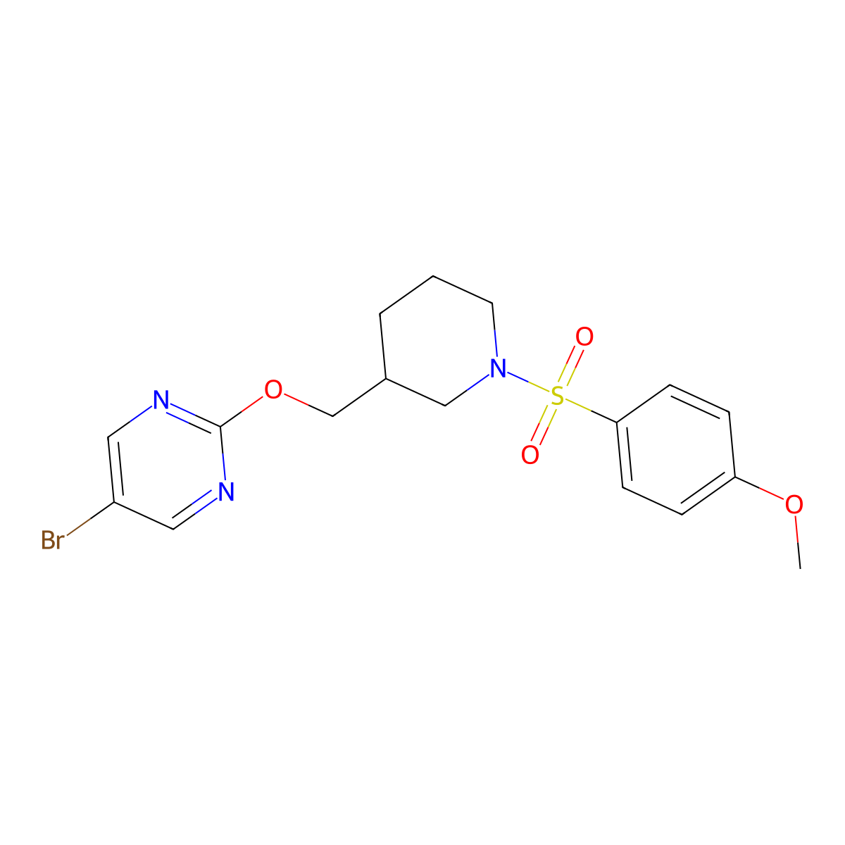 5-Bromo-2-{[1-(4-methoxybenzenesulfonyl)piperidin-3-yl]methoxy}pyrimidine molecular structure, CAS 2380043-40-1