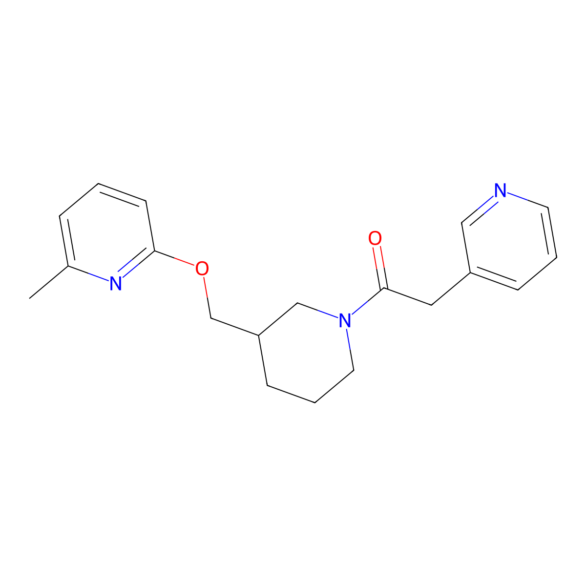 1-(3-{[(6-Methylpyridin-2-yl)oxy]methyl}piperidin-1-yl)-2-(pyridin-3-yl)ethan-1-one molecular structure, CAS 2380043-42-3