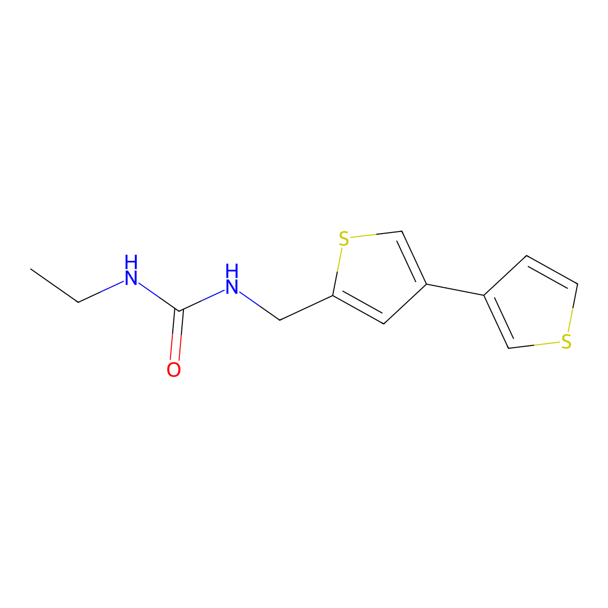 1-({[3,3'-Bithiophene]-5-yl}methyl)-3-ethylurea molecular structure, CAS 2380043-47-8