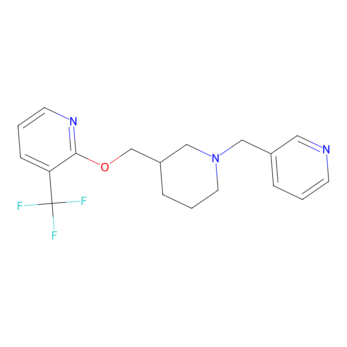 2-({1-[(Pyridin-3-yl)methyl]piperidin-3-yl}methoxy)-3-(trifluoromethyl)pyridine molecular structure, CAS 2380043-48-9