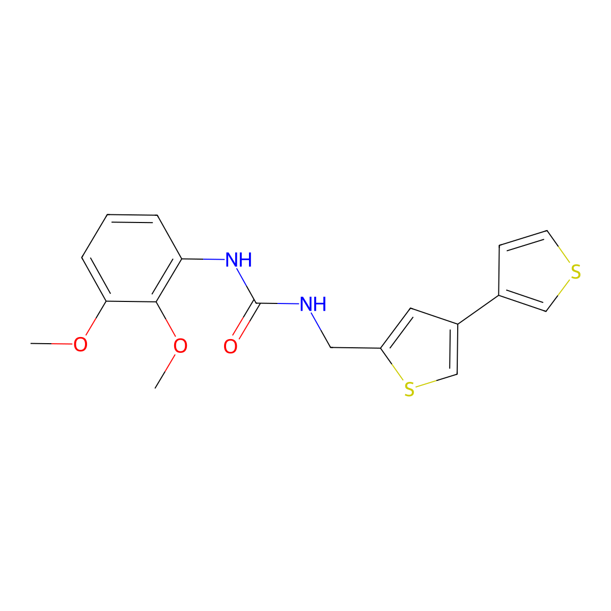3-({[3,3'-Bithiophene]-5-yl}methyl)-1-(2,3-dimethoxyphenyl)urea molecular structure, CAS 2380043-53-6