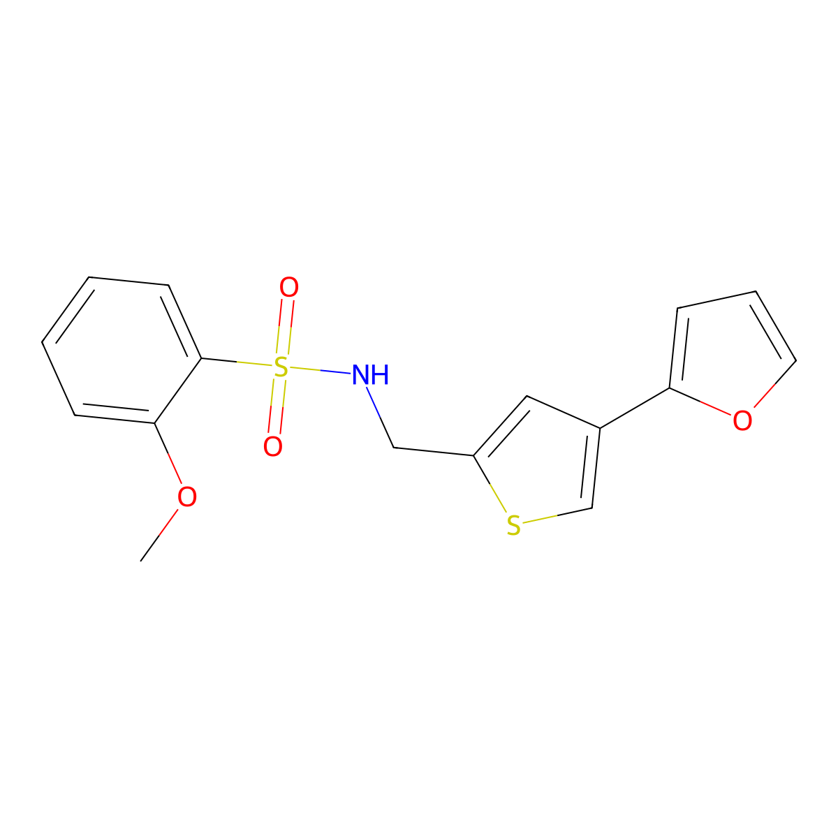 N-{[4-(furan-2-yl)thiophen-2-yl]methyl}-2-methoxybenzene-1-sulfonamide molecular structure, CAS 2380043-59-2