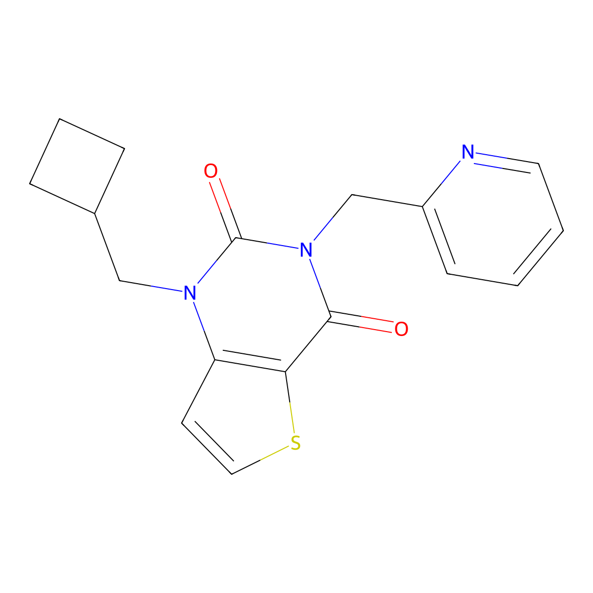 1-(cyclobutylmethyl)-3-[(pyridin-2-yl)methyl]-1H,2H,3H,4H-thieno[3,2-d]pyrimidine-2,4-dione molecular structure, CAS 2380043-71-8