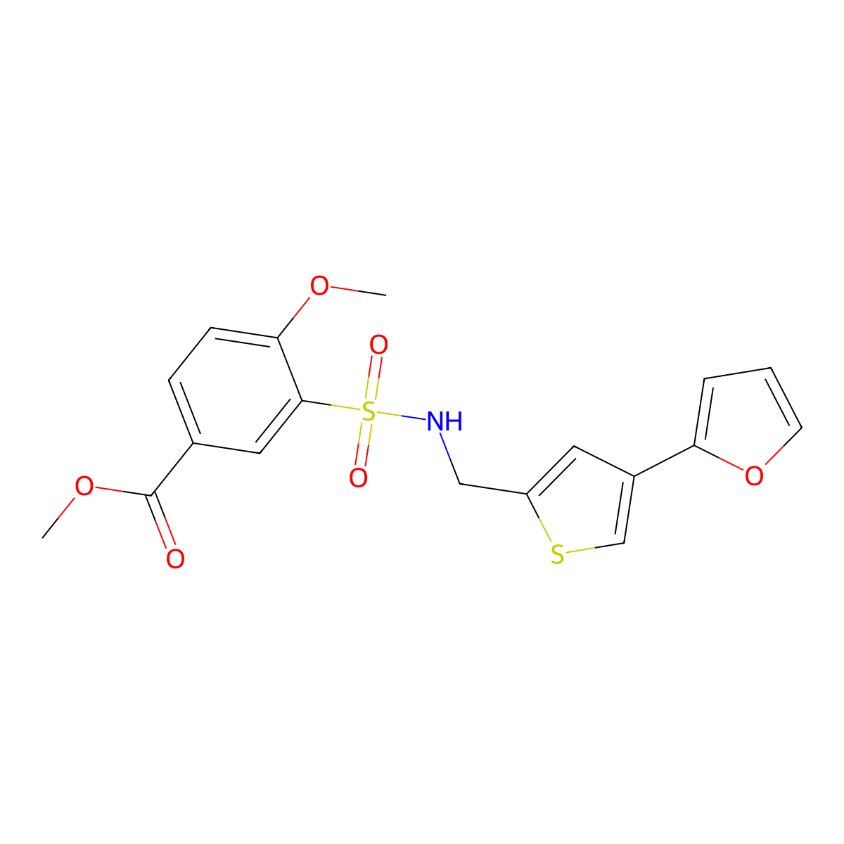 Methyl 3-({[4-(furan-2-yl)thiophen-2-yl]methyl}sulfamoyl)-4-methoxybenzoate molecular structure, CAS 2380043-85-4