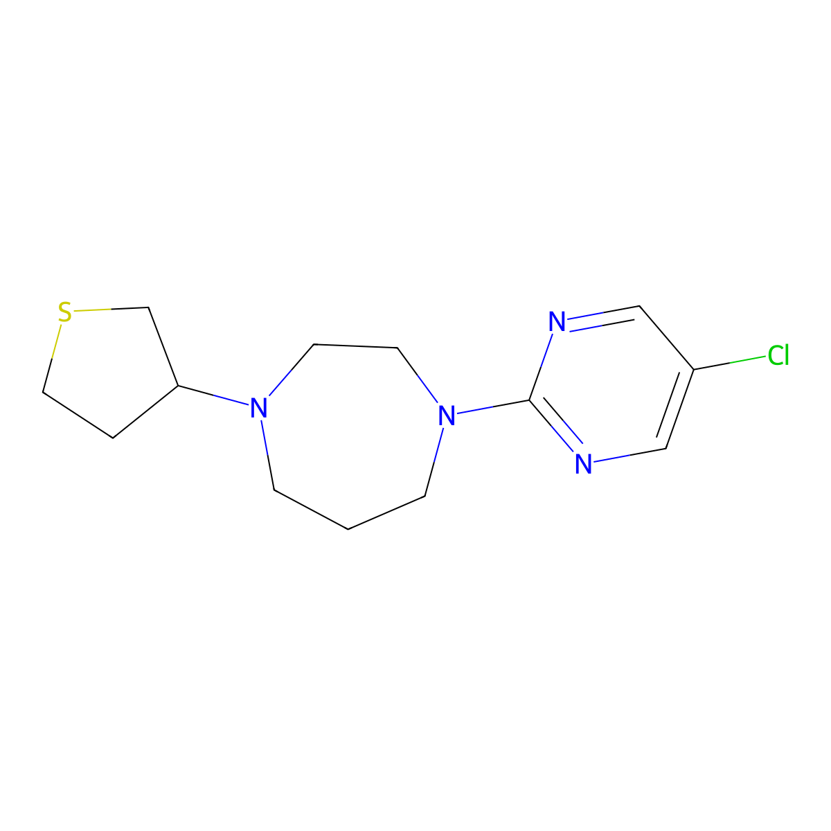 1-(5-Chloropyrimidin-2-yl)-4-(thiolan-3-yl)-1,4-diazepane molecular structure, CAS 2380043-86-5