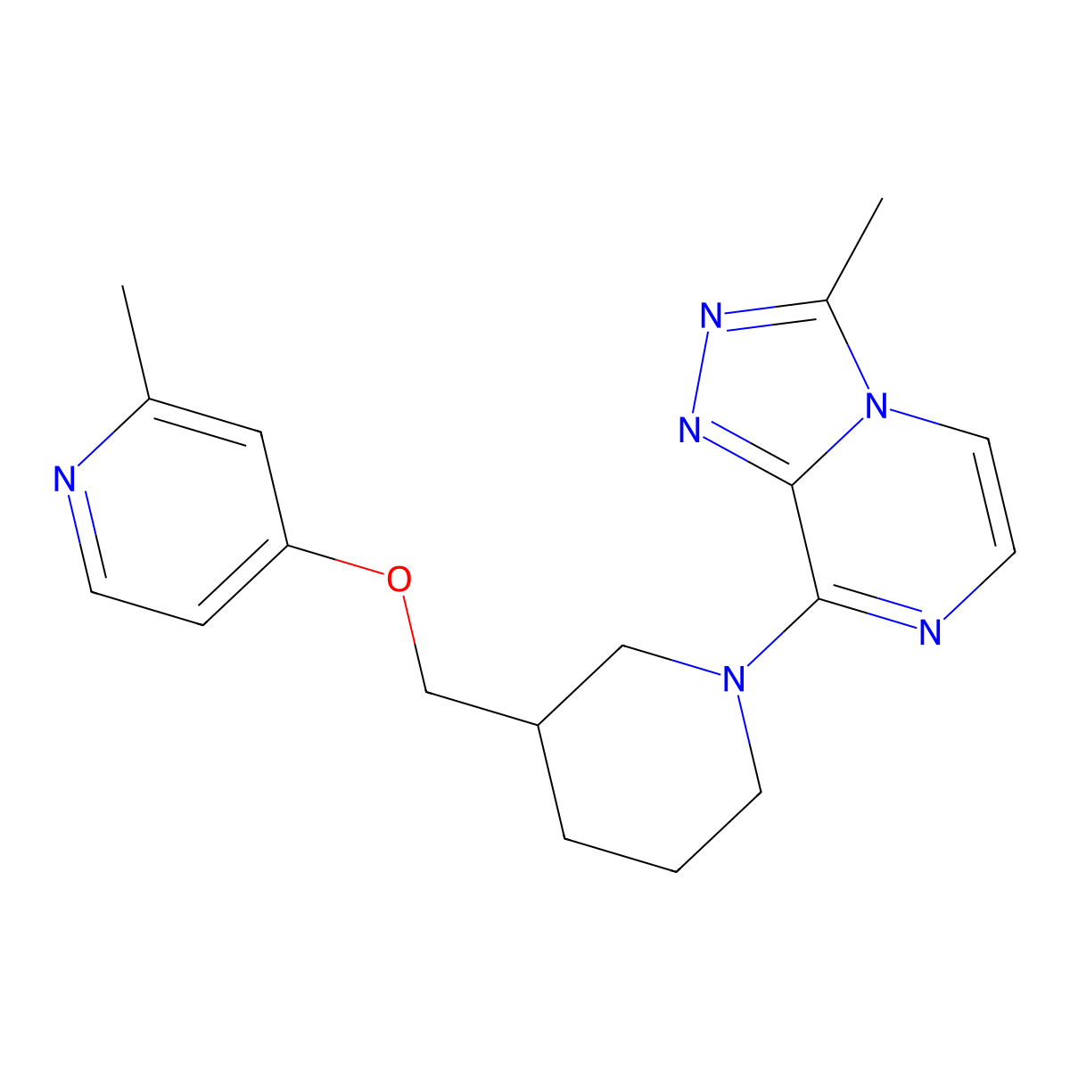 2-Methyl-4-[(1-{3-methyl-[1,2,4]triazolo[4,3-a]pyrazin-8-yl}piperidin-3-yl)methoxy]pyridine molecular structure, CAS 2380043-90-1