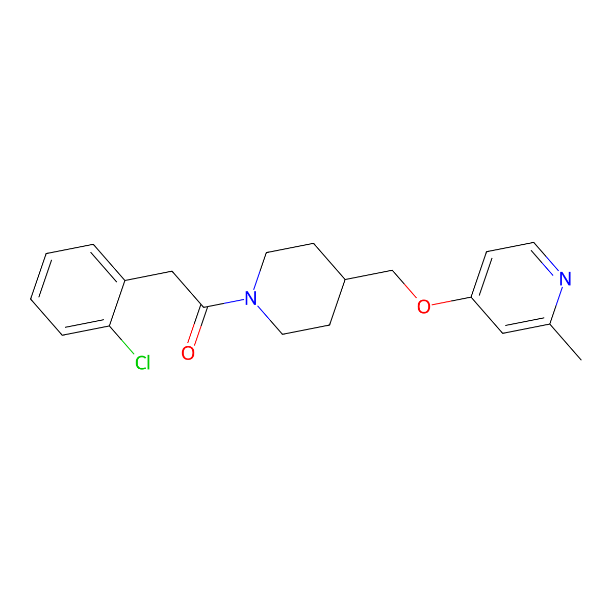 2-(2-Chlorophenyl)-1-(4-{[(2-methylpyridin-4-yl)oxy]methyl}piperidin-1-yl)ethan-1-one molecular structure, CAS 2380043-96-7