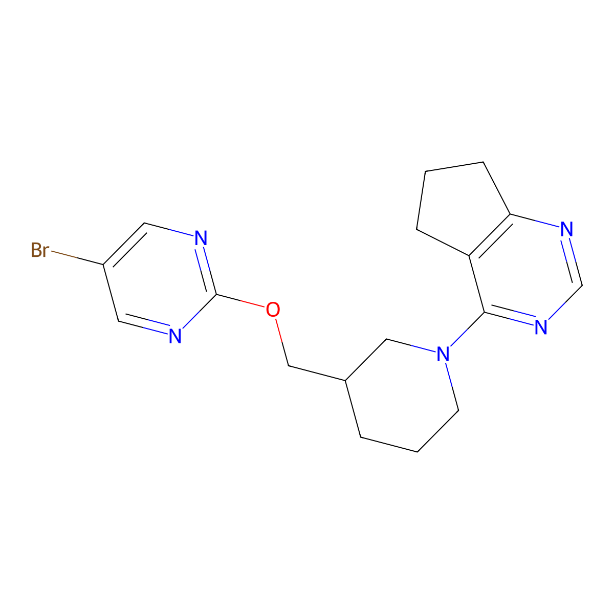 5-bromo-2-[(1-{5H,6H,7H-cyclopenta[d]pyrimidin-4-yl}piperidin-3-yl)methoxy]pyrimidine molecular structure, CAS 2380043-97-8