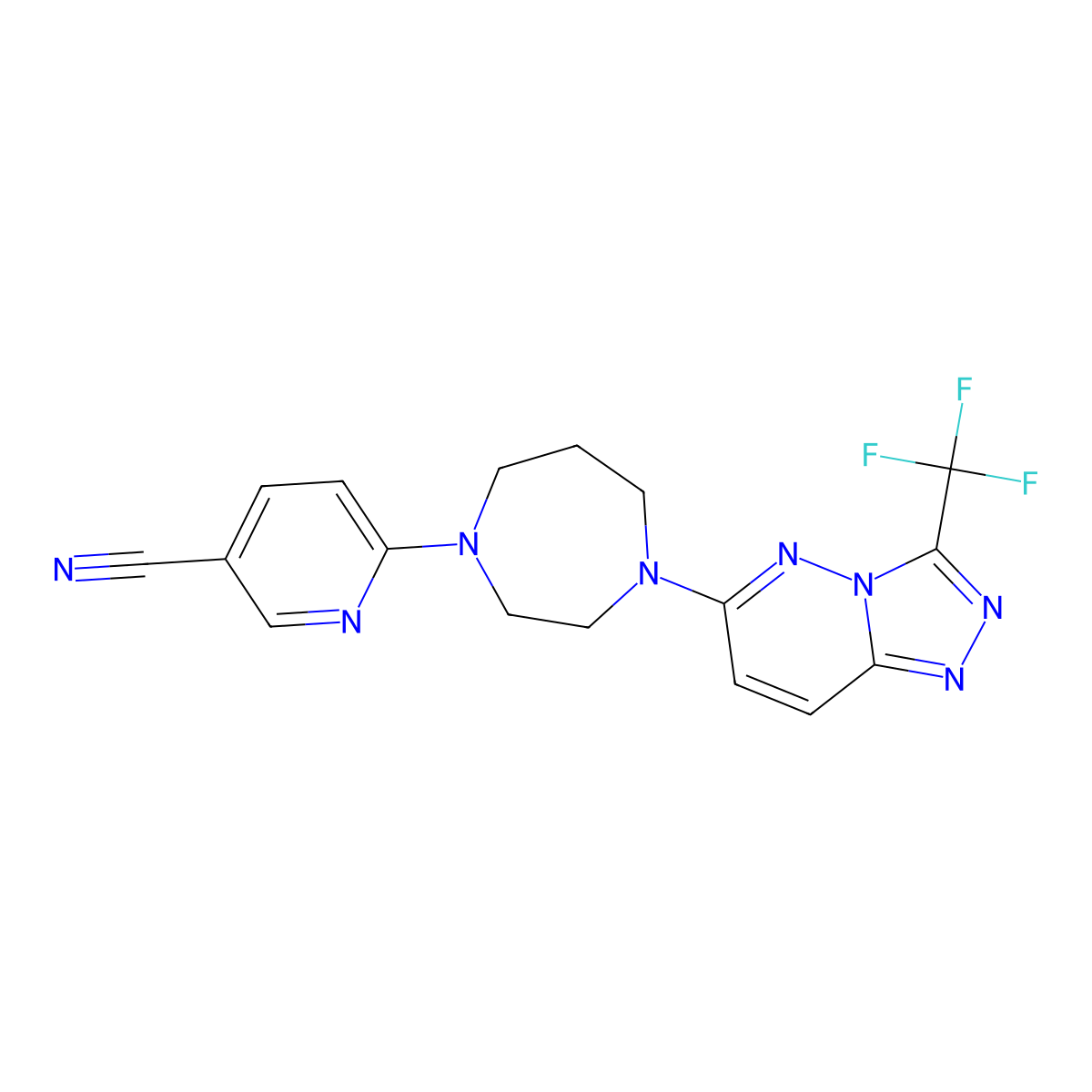 6-{4-[3-(Trifluoromethyl)-[1,2,4]triazolo[4,3-b]pyridazin-6-yl]-1,4-diazepan-1-yl}pyridine-3-carbonitrile molecular structure, CAS 2380043-99-0