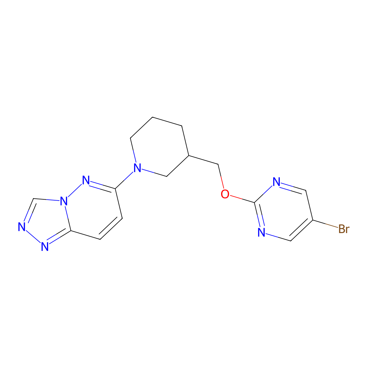5-Bromo-2-[(1-{[1,2,4]triazolo[4,3-b]pyridazin-6-yl}piperidin-3-yl)methoxy]pyrimidine molecular structure, CAS 2380044-01-7