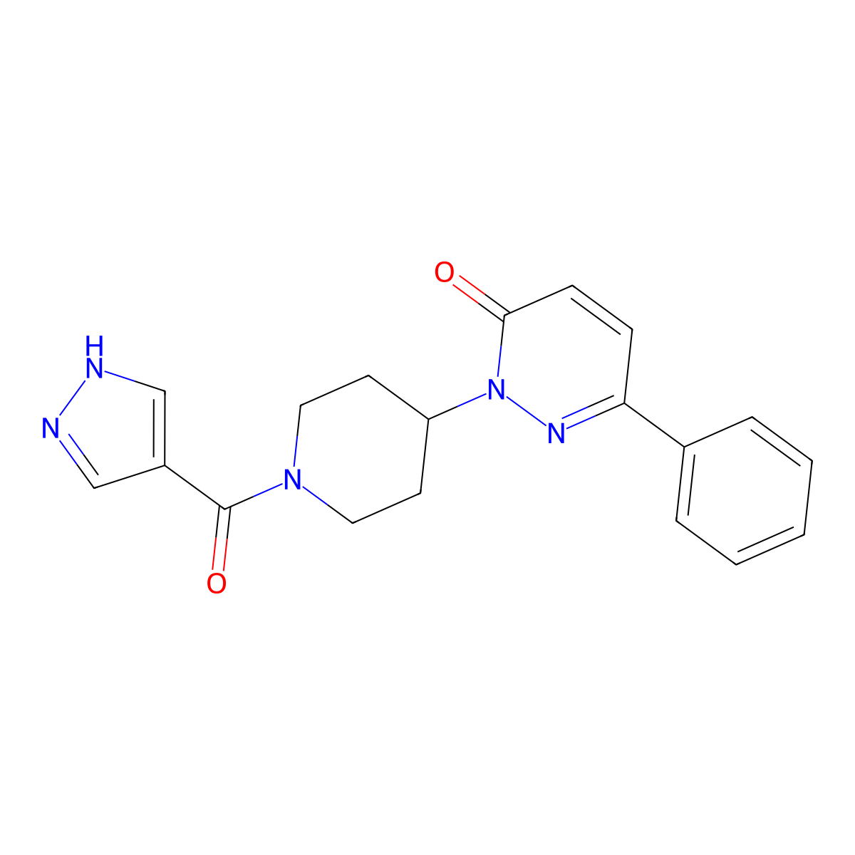 6-phenyl-2-[1-(1H-pyrazole-4-carbonyl)piperidin-4-yl]-2,3-dihydropyridazin-3-one molecular structure, CAS 2380044-03-9