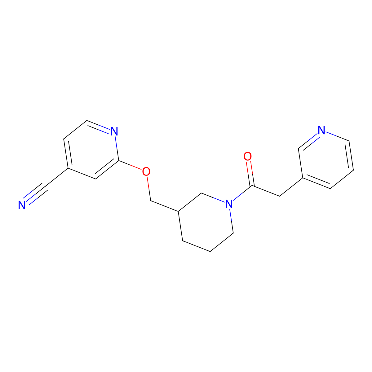 2-({1-[2-(Pyridin-3-yl)acetyl]piperidin-3-yl}methoxy)pyridine-4-carbonitrile molecular structure, CAS 2380044-05-1