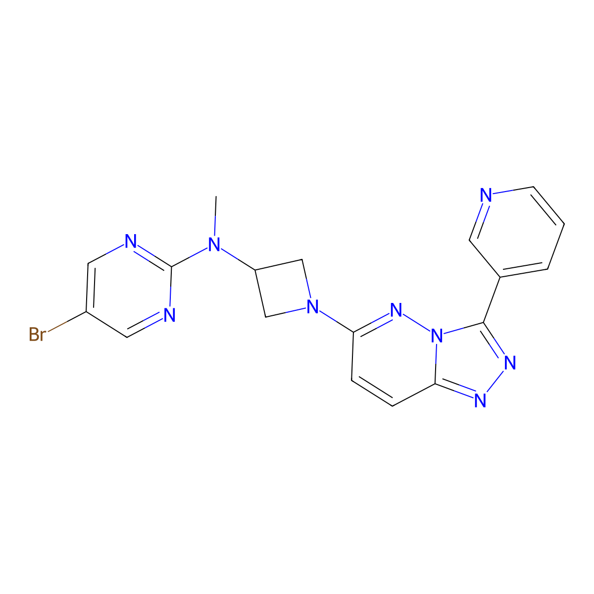 5-bromo-N-methyl-N-{1-[3-(pyridin-3-yl)-[1,2,4]triazolo[4,3-b]pyridazin-6-yl]azetidin-3-yl}pyrimidin-2-amine molecular structure, CAS 2380044-11-9