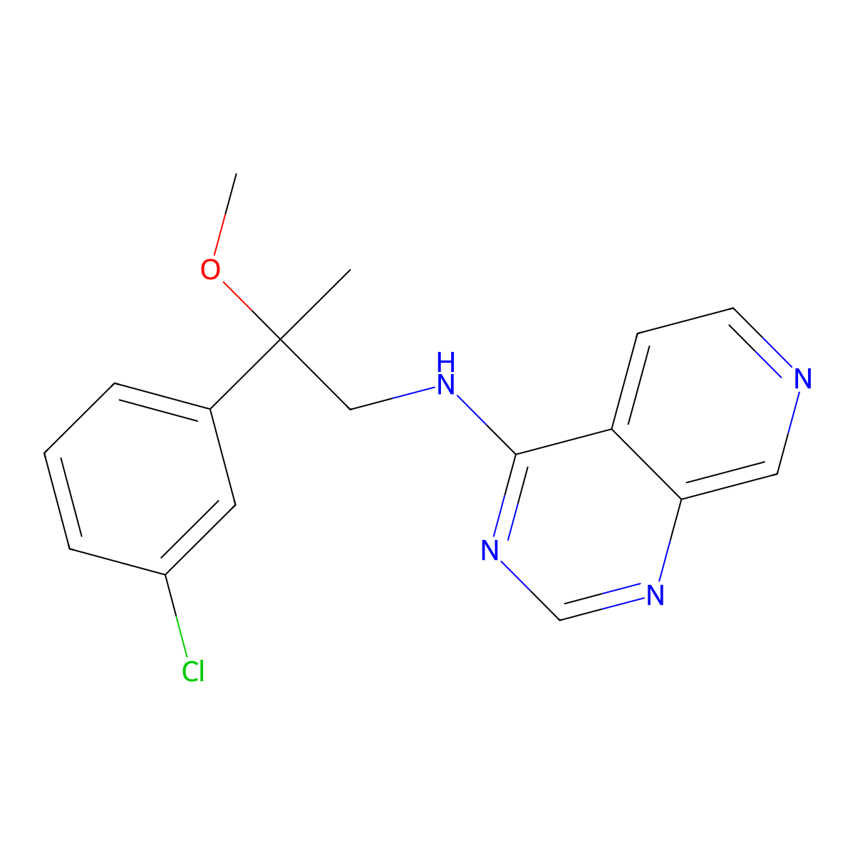 N-[2-(3-Chlorophenyl)-2-methoxypropyl]pyrido[3,4-d]pyrimidin-4-amine molecular structure, CAS 2380044-15-3