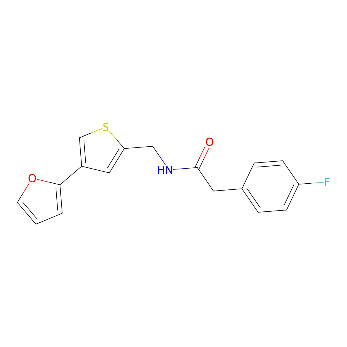 2-(4-fluorophenyl)-N-{[4-(furan-2-yl)thiophen-2-yl]methyl}acetamide molecular structure, CAS 2380044-16-4