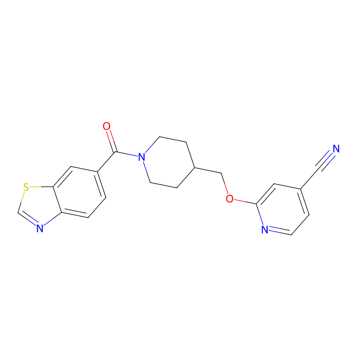 2-{[1-(1,3-Benzothiazole-6-carbonyl)piperidin-4-yl]methoxy}pyridine-4-carbonitrile molecular structure, CAS 2380044-18-6