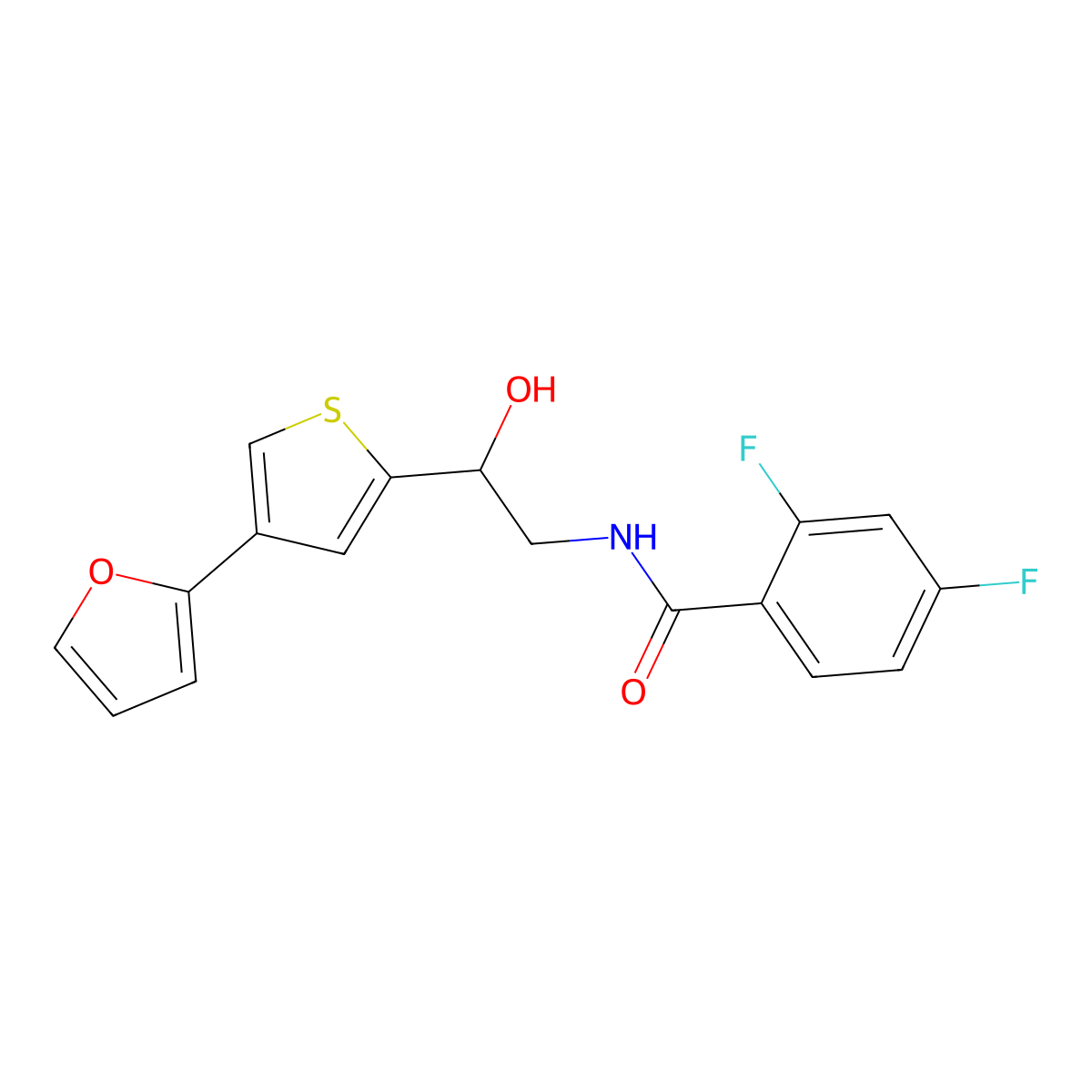 2,4-difluoro-N-{2-[4-(furan-2-yl)thiophen-2-yl]-2-hydroxyethyl}benzamide molecular structure, CAS 2380044-25-5