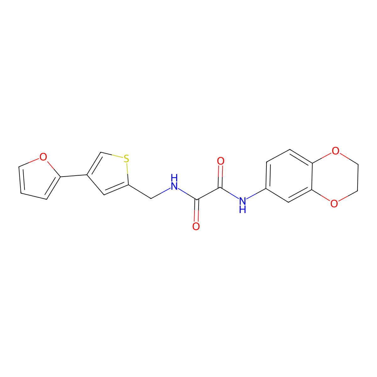 N'-(2,3-dihydro-1,4-benzodioxin-6-yl)-N-{[4-(furan-2-yl)thiophen-2-yl]methyl}ethanediamide molecular structure, CAS 2380044-27-7