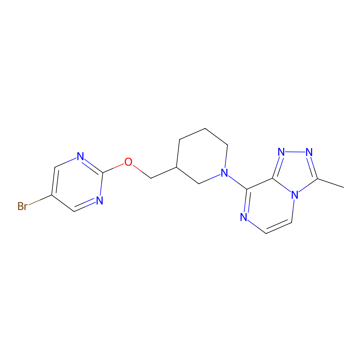 5-Bromo-2-[(1-{3-methyl-[1,2,4]triazolo[4,3-a]pyrazin-8-yl}piperidin-3-yl)methoxy]pyrimidine molecular structure, CAS 2380044-41-5