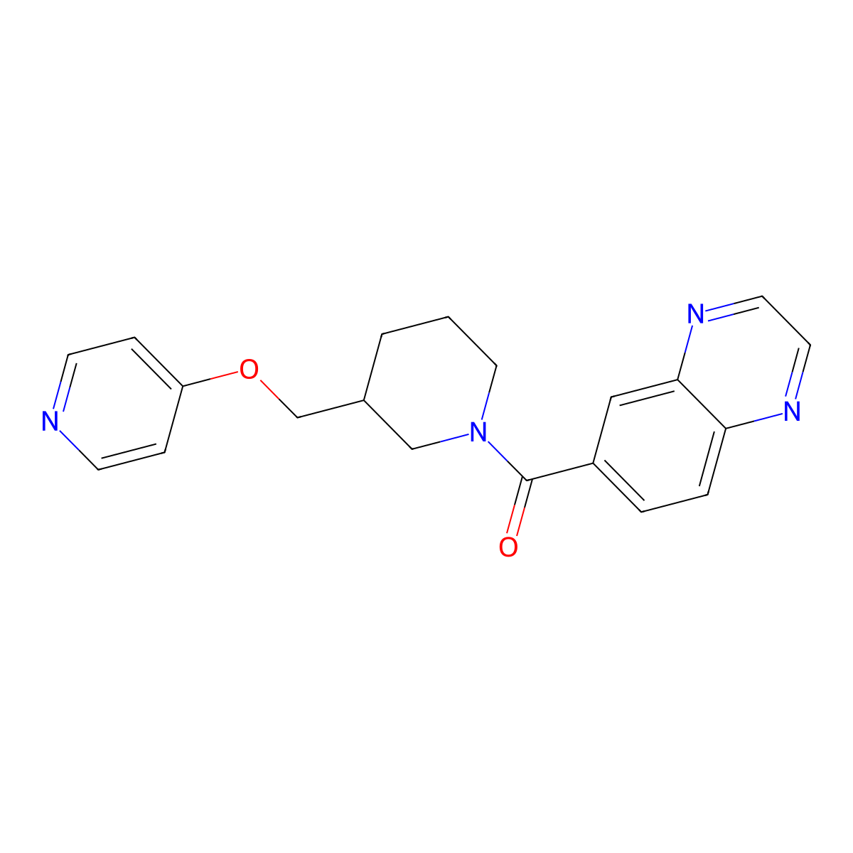 6-{3-[(Pyridin-4-yloxy)methyl]piperidine-1-carbonyl}quinoxaline molecular structure, CAS 2380044-43-7