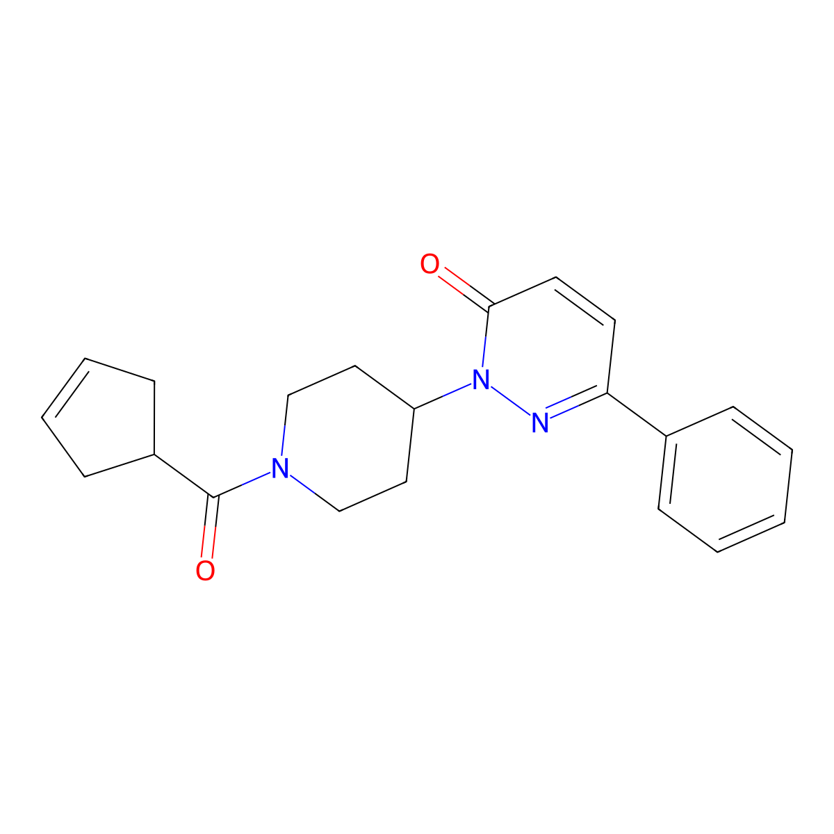 2-[1-(Cyclopent-3-ene-1-carbonyl)piperidin-4-yl]-6-phenyl-2,3-dihydropyridazin-3-one molecular structure, CAS 2380044-44-8