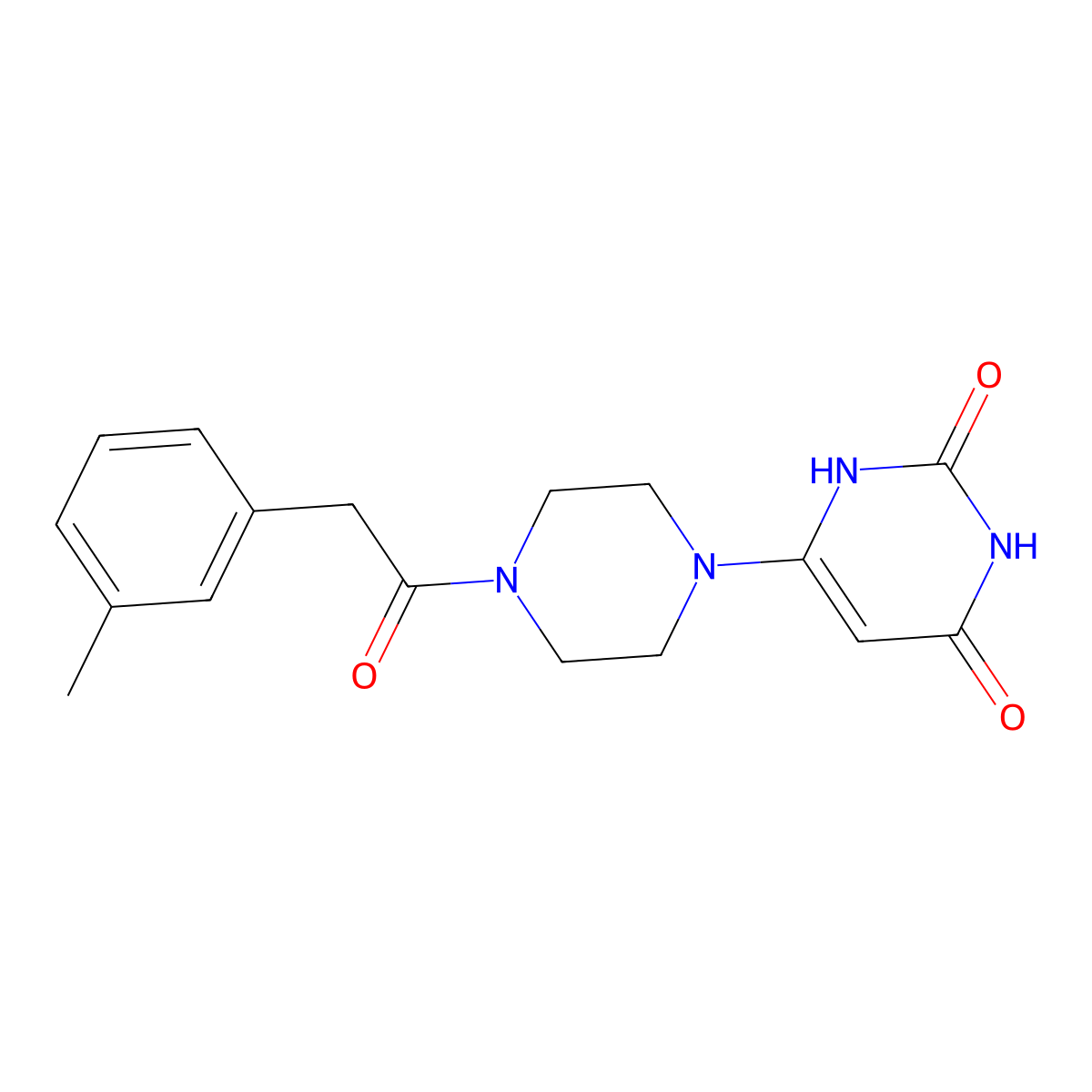 6-{4-[2-(3-Methylphenyl)acetyl]piperazin-1-yl}-1,2,3,4-tetrahydropyrimidine-2,4-dione molecular structure, CAS 2380044-45-9