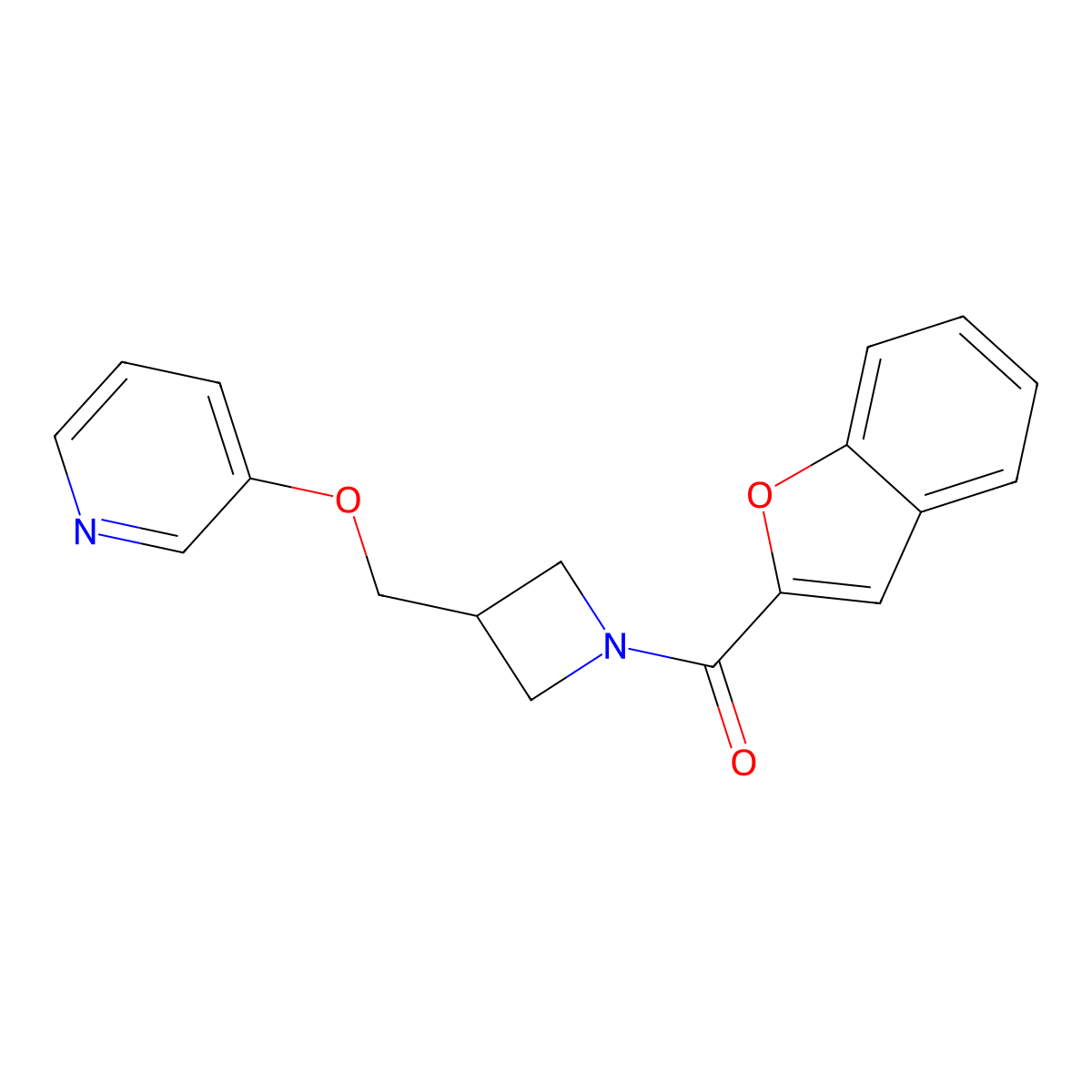 3-{[1-(1-Benzofuran-2-carbonyl)azetidin-3-yl]methoxy}pyridine molecular structure, CAS 2380044-46-0