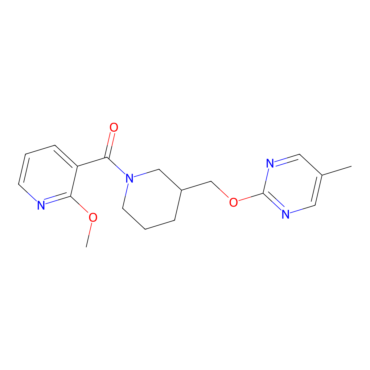 2-{[1-(2-Methoxypyridine-3-carbonyl)piperidin-3-yl]methoxy}-5-methylpyrimidine molecular structure, CAS 2380044-50-6