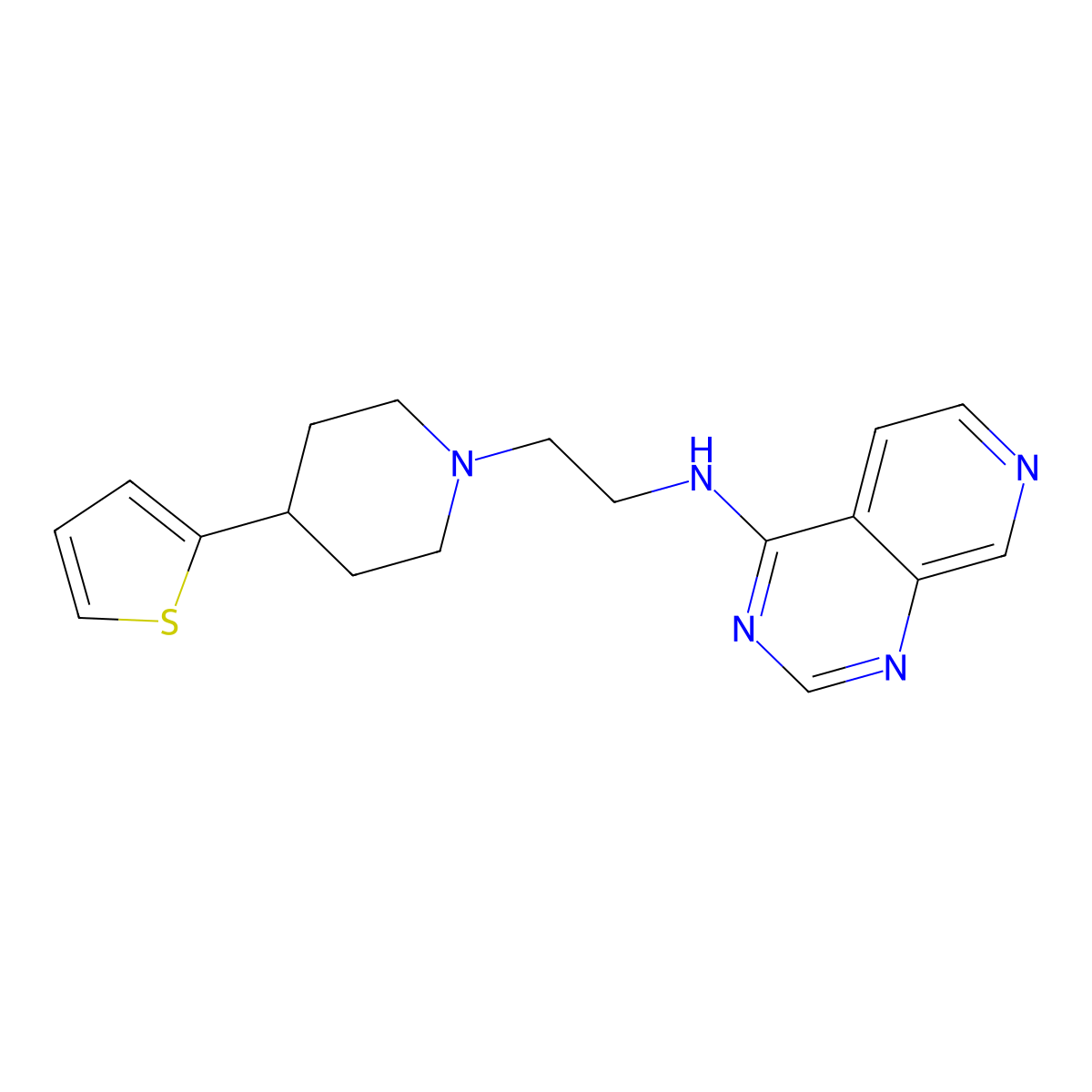 N-{2-[4-(thiophen-2-yl)piperidin-1-yl]ethyl}pyrido[3,4-d]pyrimidin-4-amine molecular structure, CAS 2380044-51-7