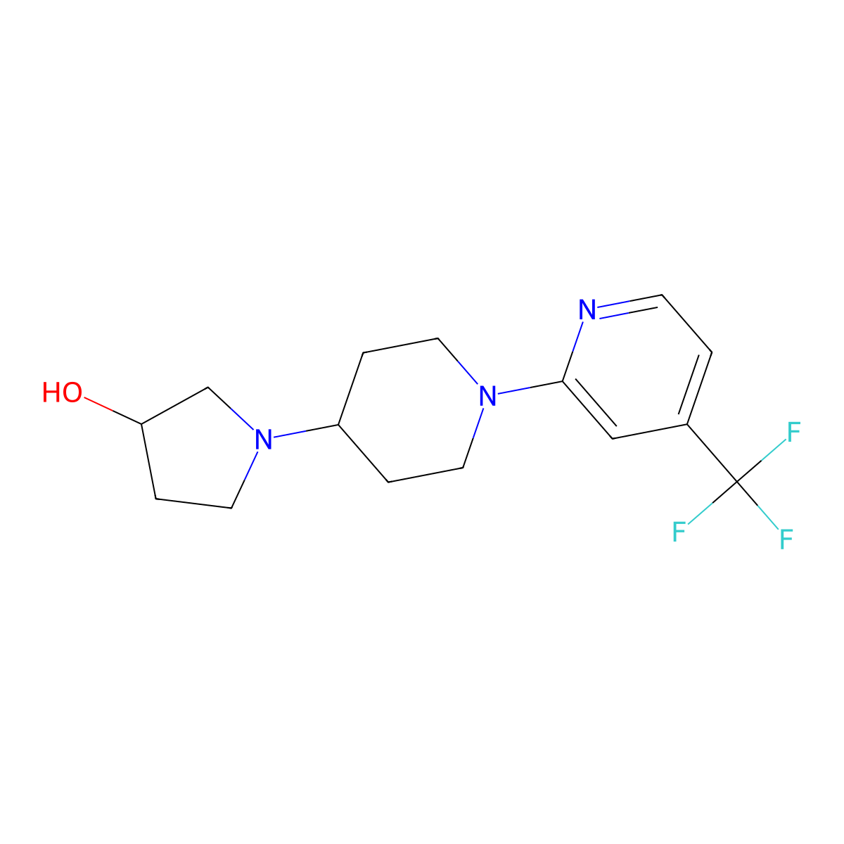 1-{1-[4-(Trifluoromethyl)pyridin-2-yl]piperidin-4-yl}pyrrolidin-3-ol molecular structure, CAS 2380044-57-3