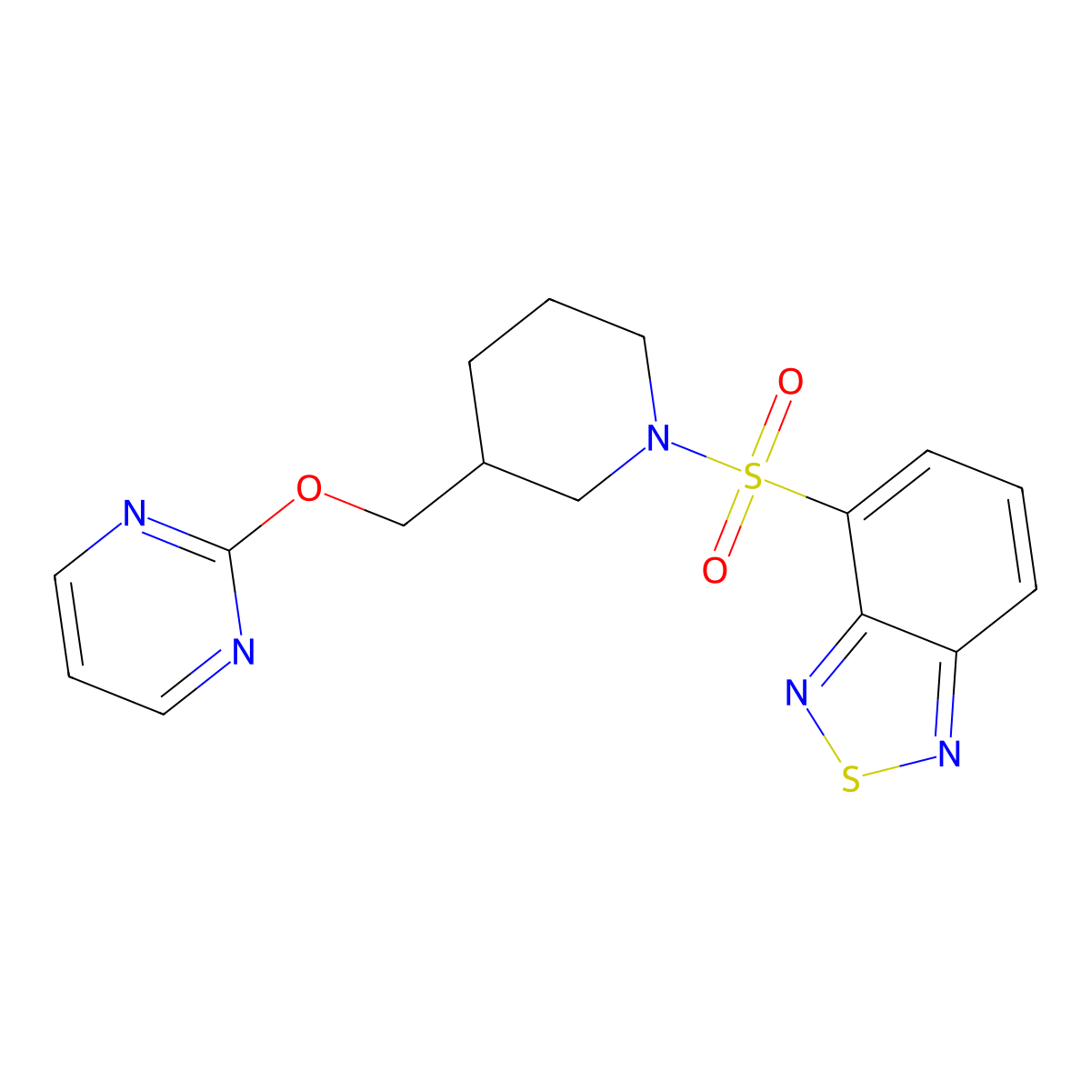4-({3-[(Pyrimidin-2-yloxy)methyl]piperidin-1-yl}sulfonyl)-2,1,3-benzothiadiazole molecular structure, CAS 2380044-58-4